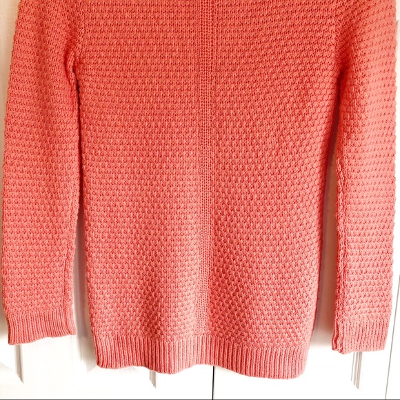 Hinge Coral Orange V-Neck Soft Wool Cashmere Blend Sweater Small - Picture 16 of 16